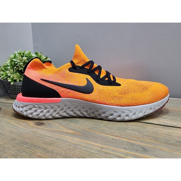 MEN’S NIKE EPIC REACT FLYKNIT COPPER FLASH BLACK AQ0067 800 RUNNING sz 13 - Picture 1 of 13